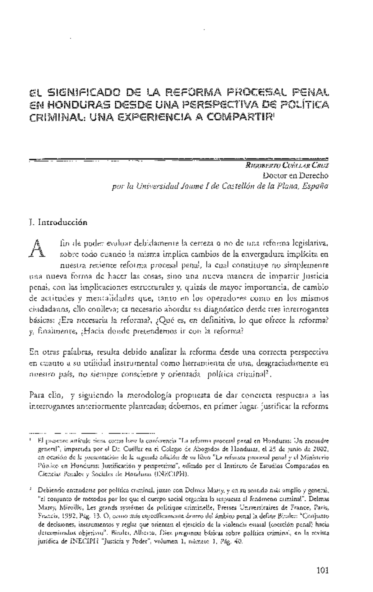 Significado DE LA Reforma Procesal Penal EN Honduras Desde UNA ...