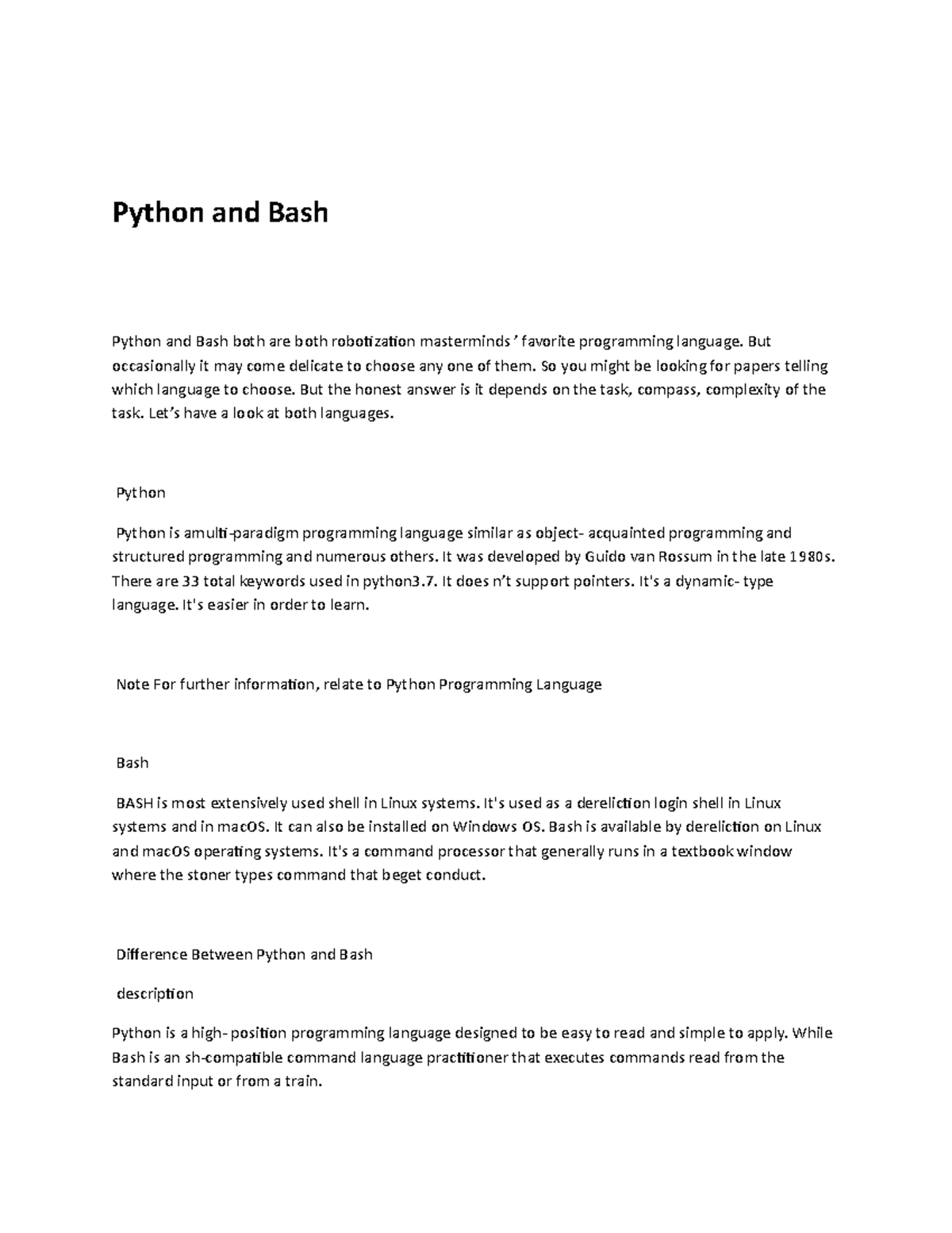 Python and Bash-note - Python and Bash Python and Bash both are both ...