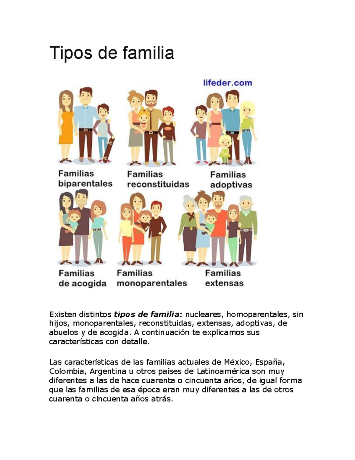 IDES Antropologia Familia - Tipos de familia Existen distintos tipos de ...