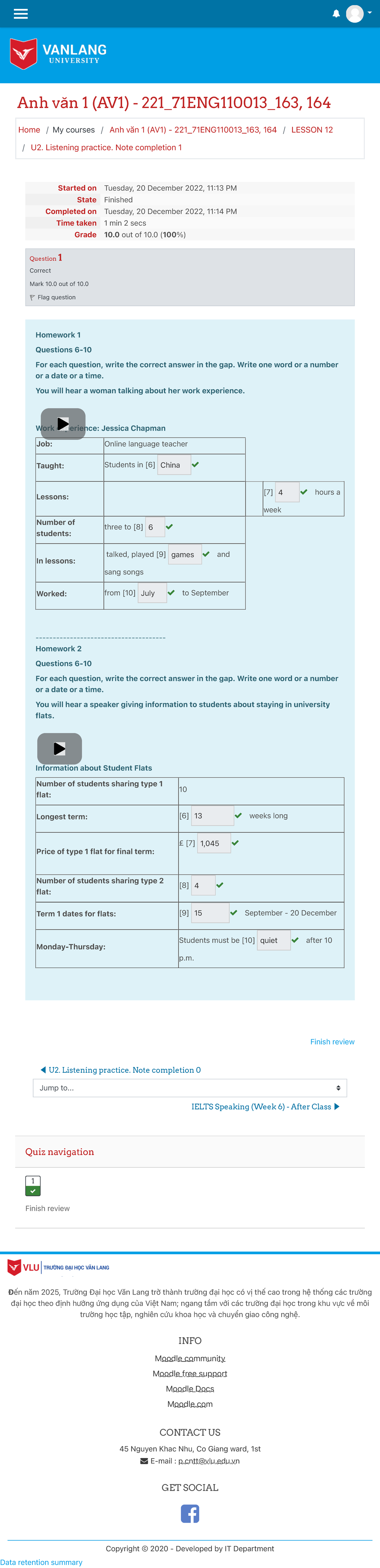 U2. Listening practice. Note completion 1 Attempt review - Copyright ...