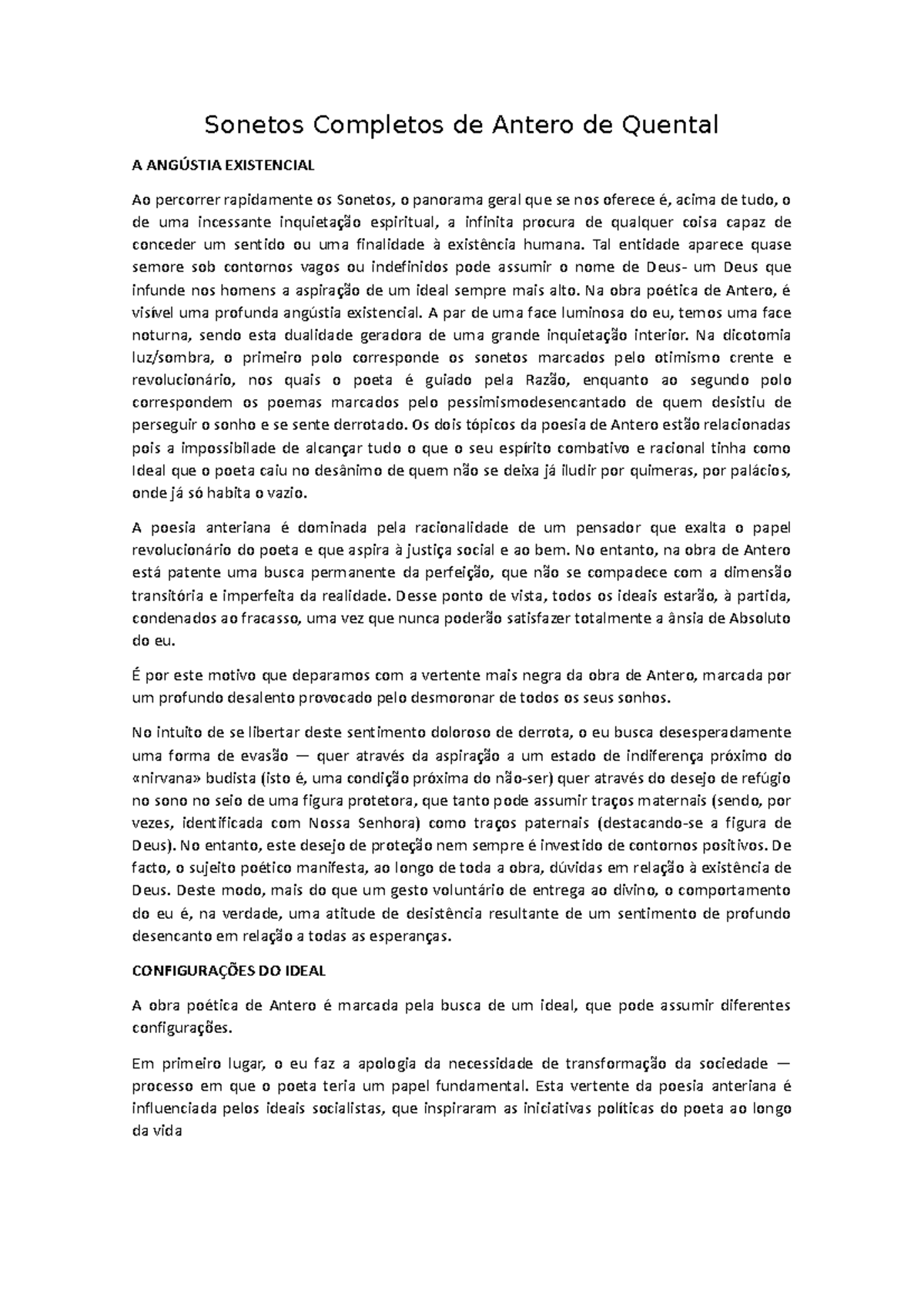 Antero De Quental, Características E Ideias Principais - Sonetos ...