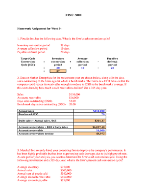 FIN5320-8 - FIN5320-8 - FINC 5000 Homework Assignment For Week 8: For ...