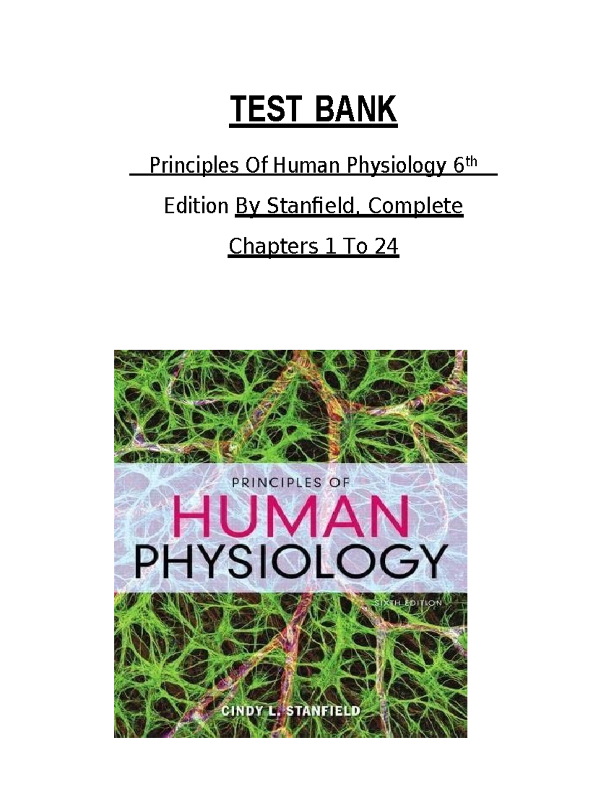 TEST BANK Principles Of Human Physiology 6th Edition By Stanfield ...