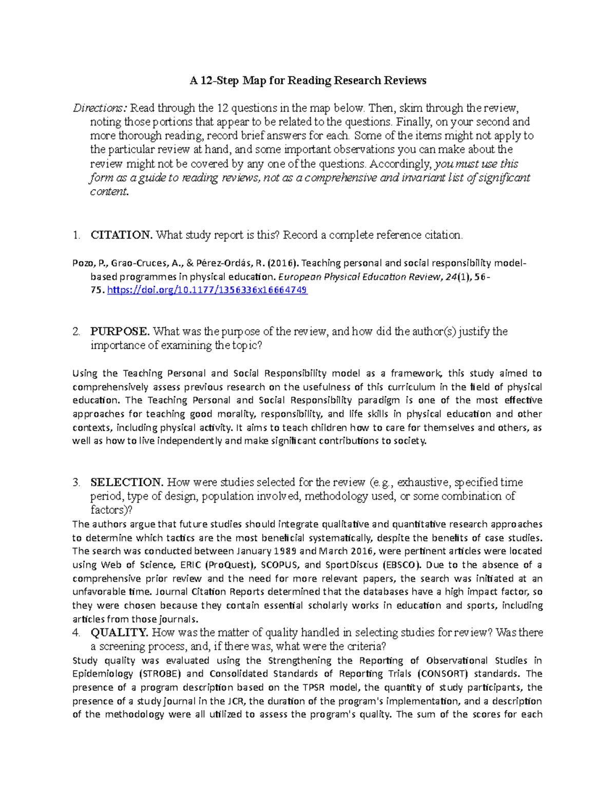 A 12-Step Map for Reading Research Reviews - A 12-Step Map for Reading ...