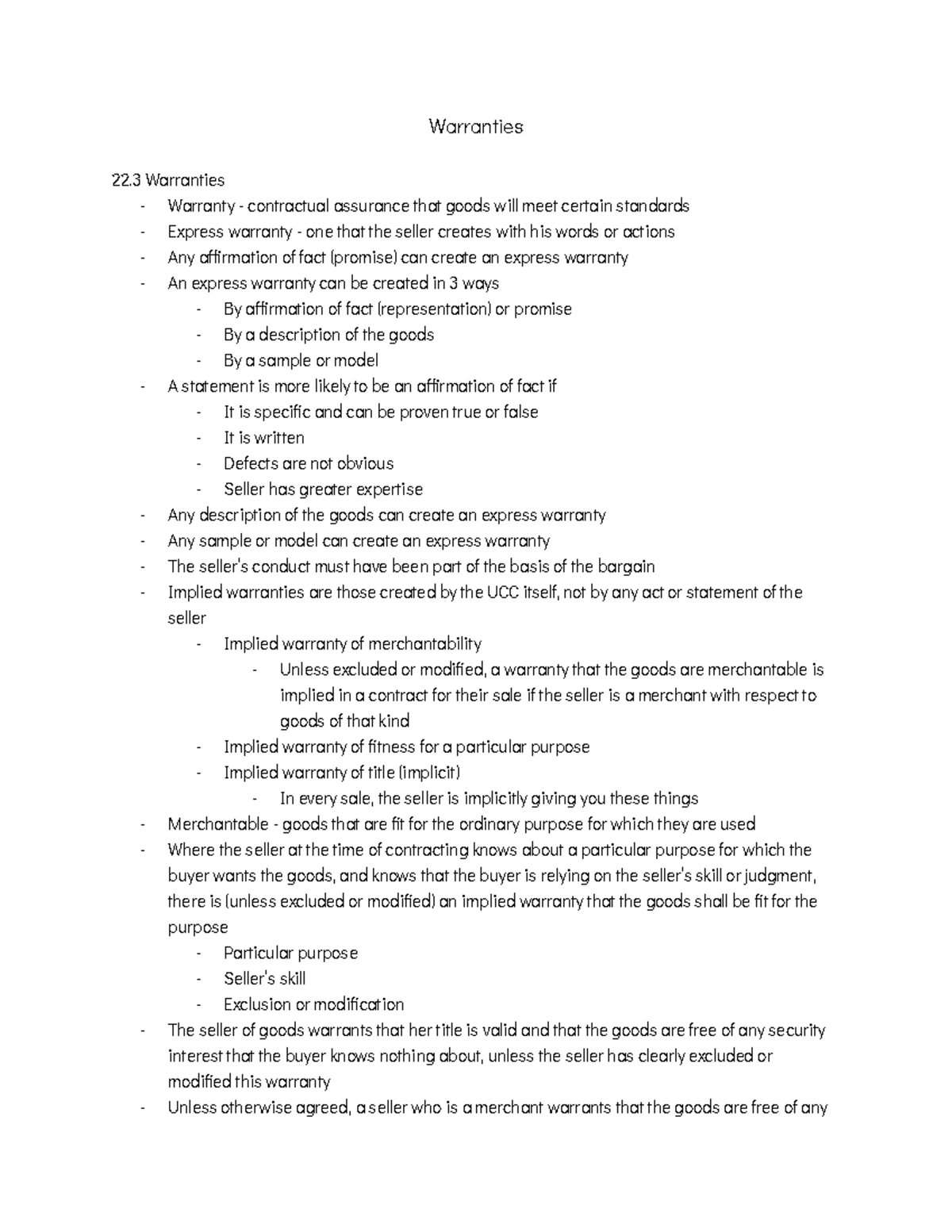 Warranties Legal And Ethical Environment Of Business Warranties 22