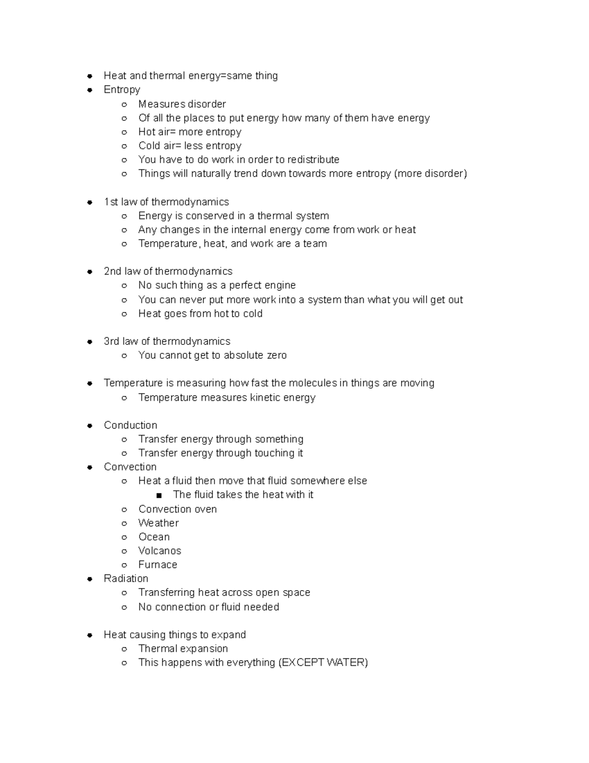Heat notes - Heat and thermal energy=same thing Entropy Measures ...