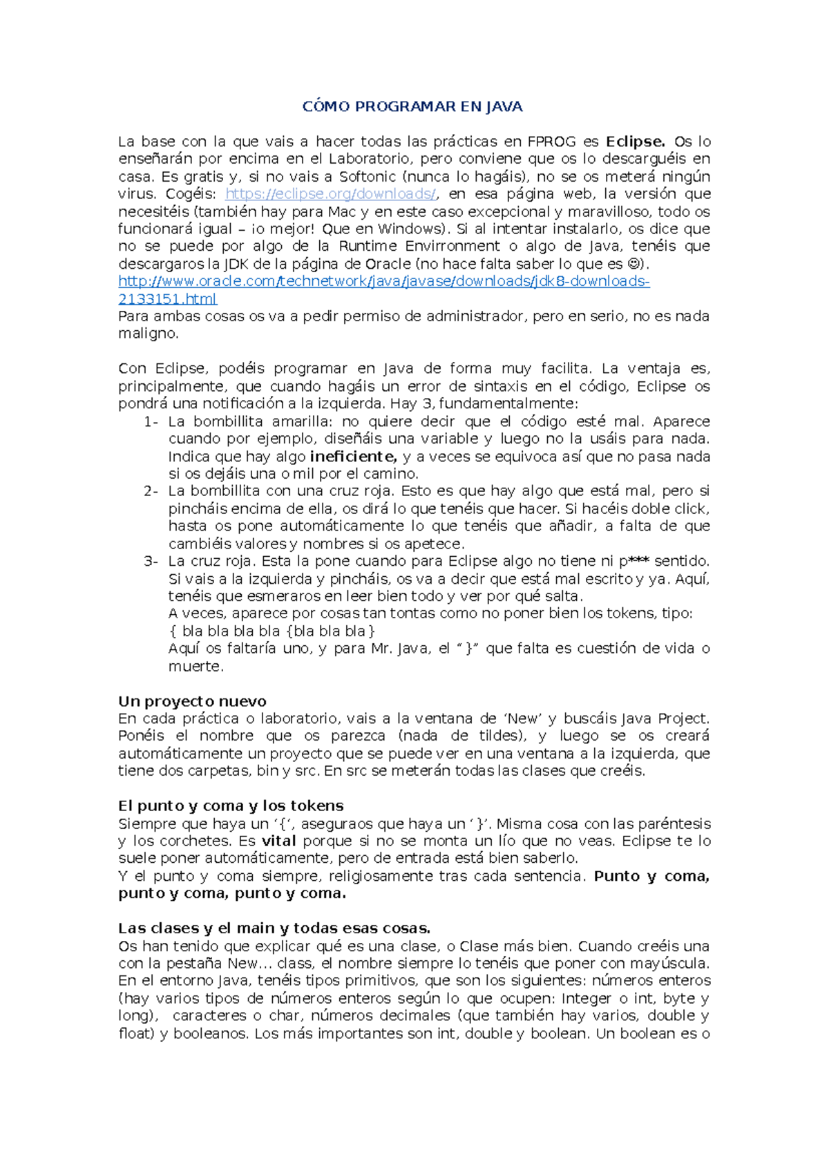 Java - Apuntes 1 - CÓMO PROGRAMAR EN JAVA La base con la que vais a ...