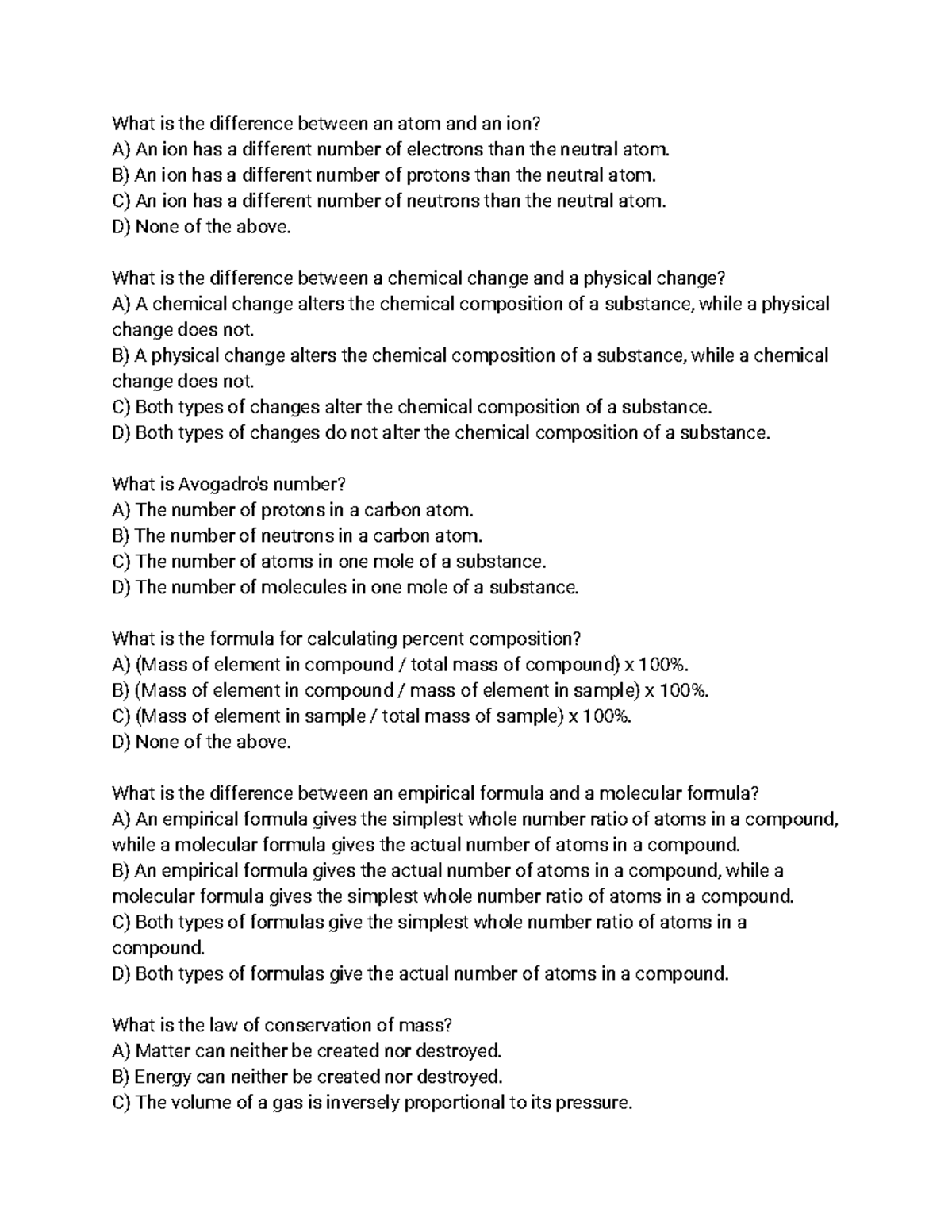 CHEM 102 final exam practice 4 - What is the difference between an atom ...