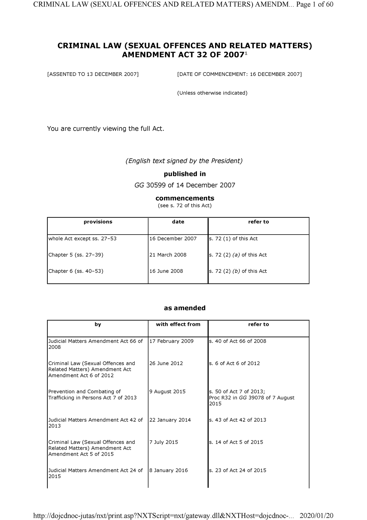 Criminal Law Sexual Offences And Related Matter Amendment Act 32 Criminal Law Sexual Offences 