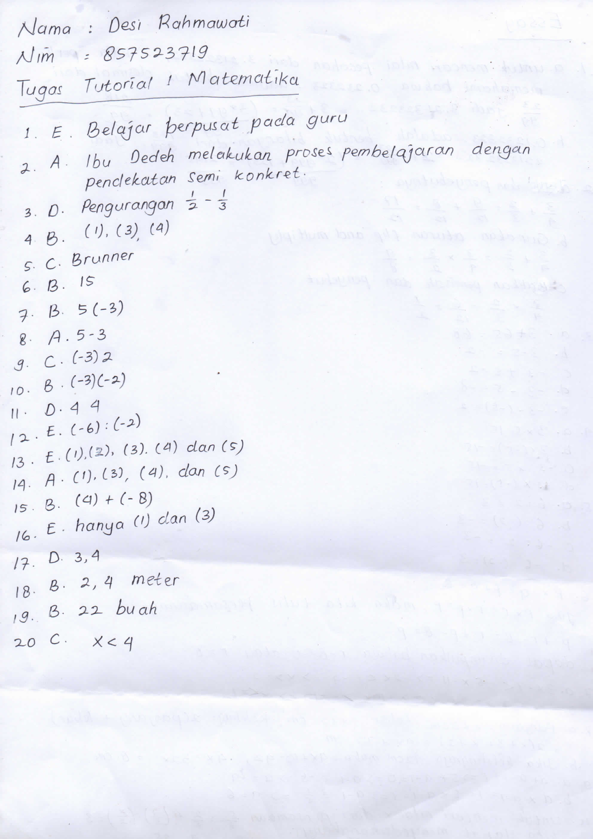 DESI Rahmawati 857523719 Tugas Tutorial 1 Matematika - Universitas ...