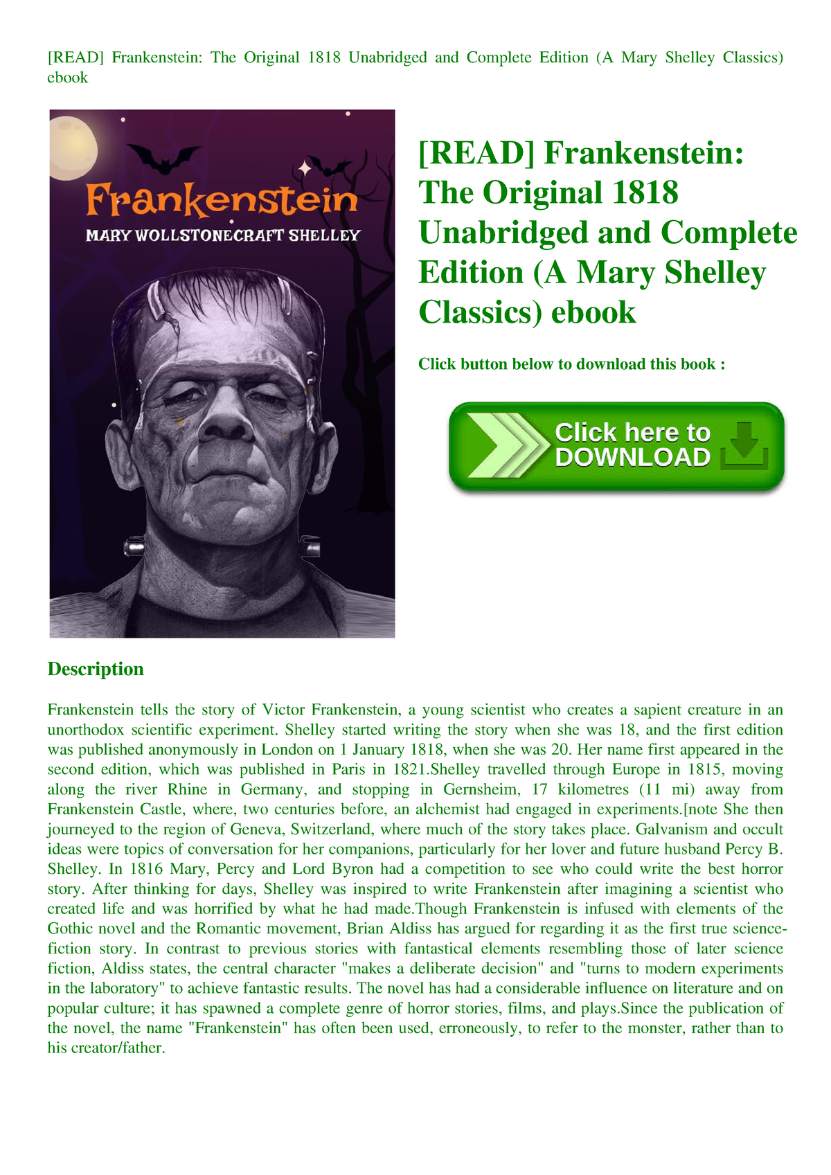 essays on mary shelley's frankenstein