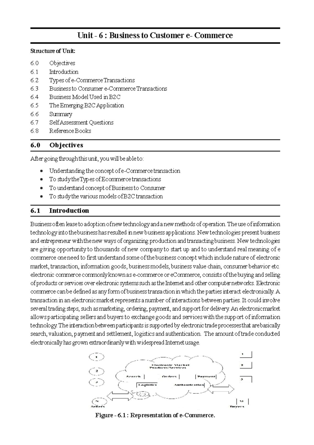 Business To Customer E- Commerce - Unit - 6 : Business To Customer E 