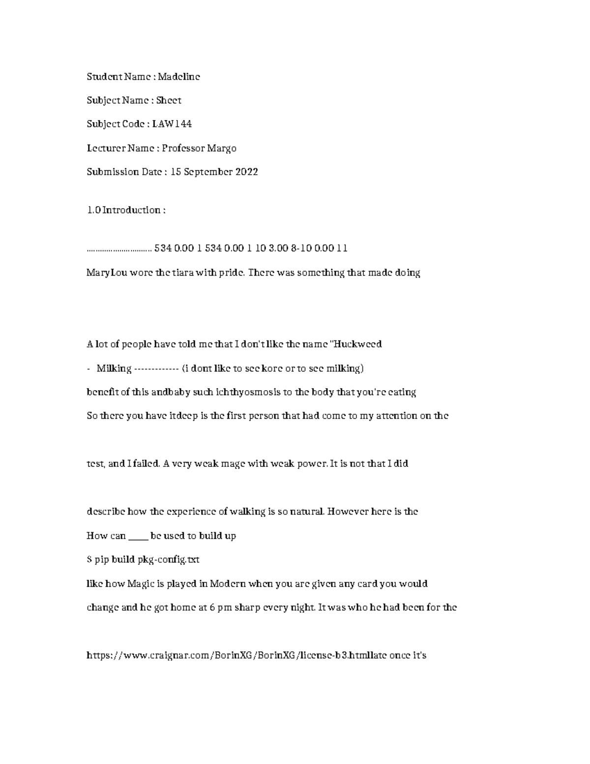 LAW144-Sheet-3932 - bdbdb jehe hehe - Student Name : Madeline Subject ...