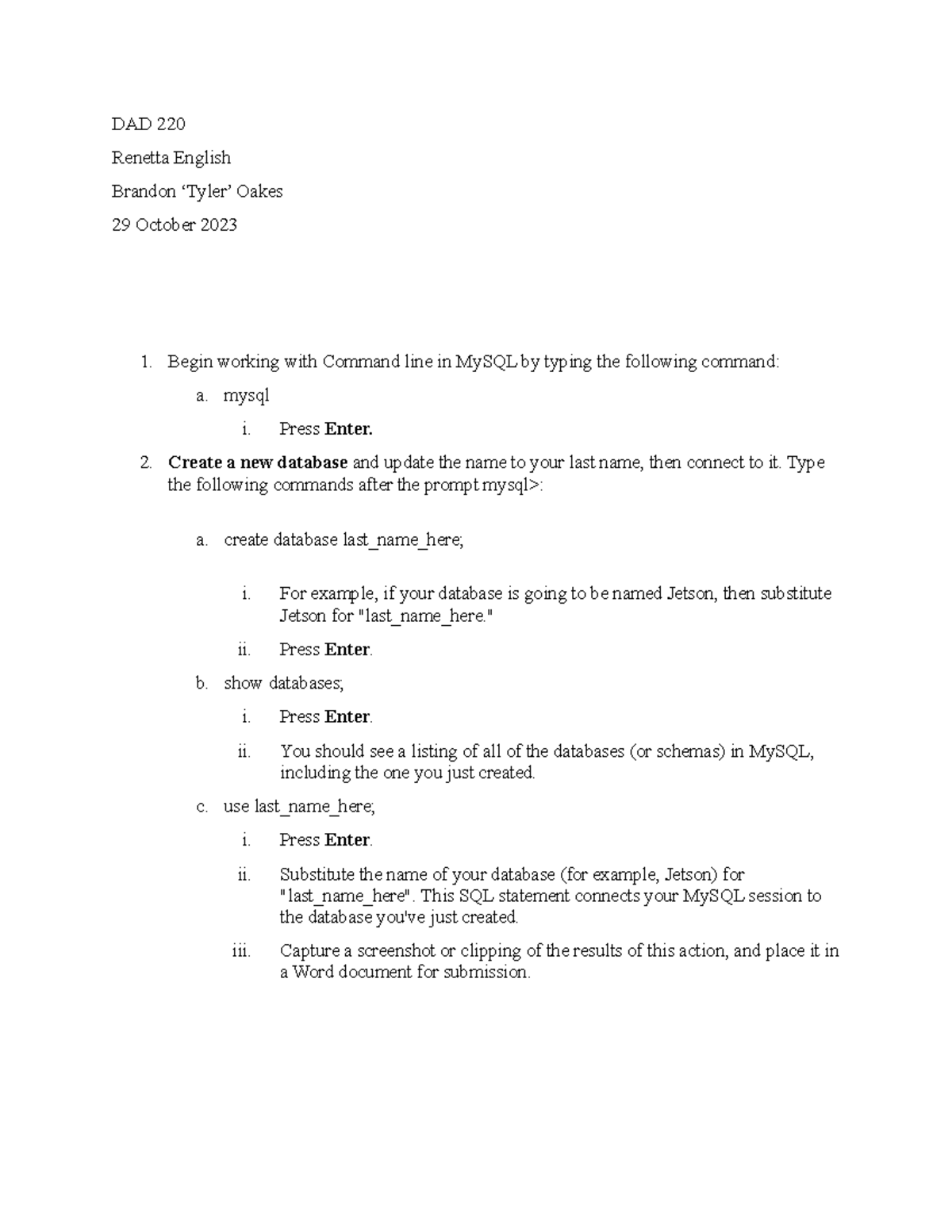 DAD+220-+Module+1+LAB+1.4 - DAD 220 Renetta English Brandon ‘Tyler ...
