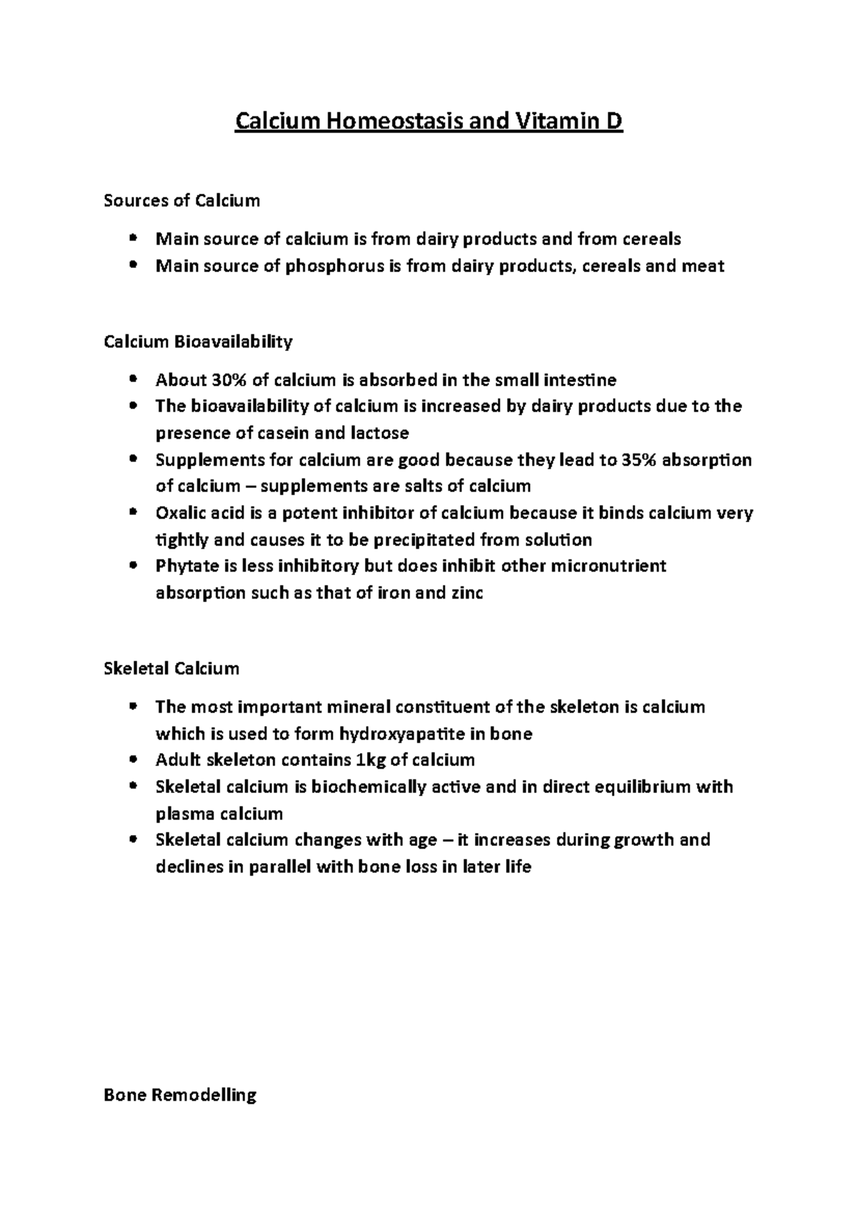 Calcium Homeostasis and Vitamin D Calcium Homeostasis and Vitamin D