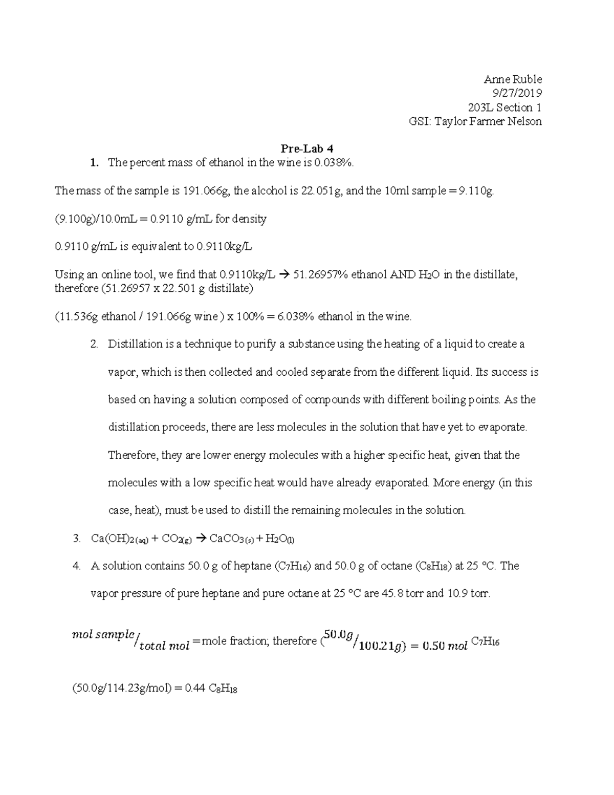Pre Lab 4 - Pre Lab 4 - Anne Ruble 9/27/ GSI: Taylor Farmer Nelson 203L ...