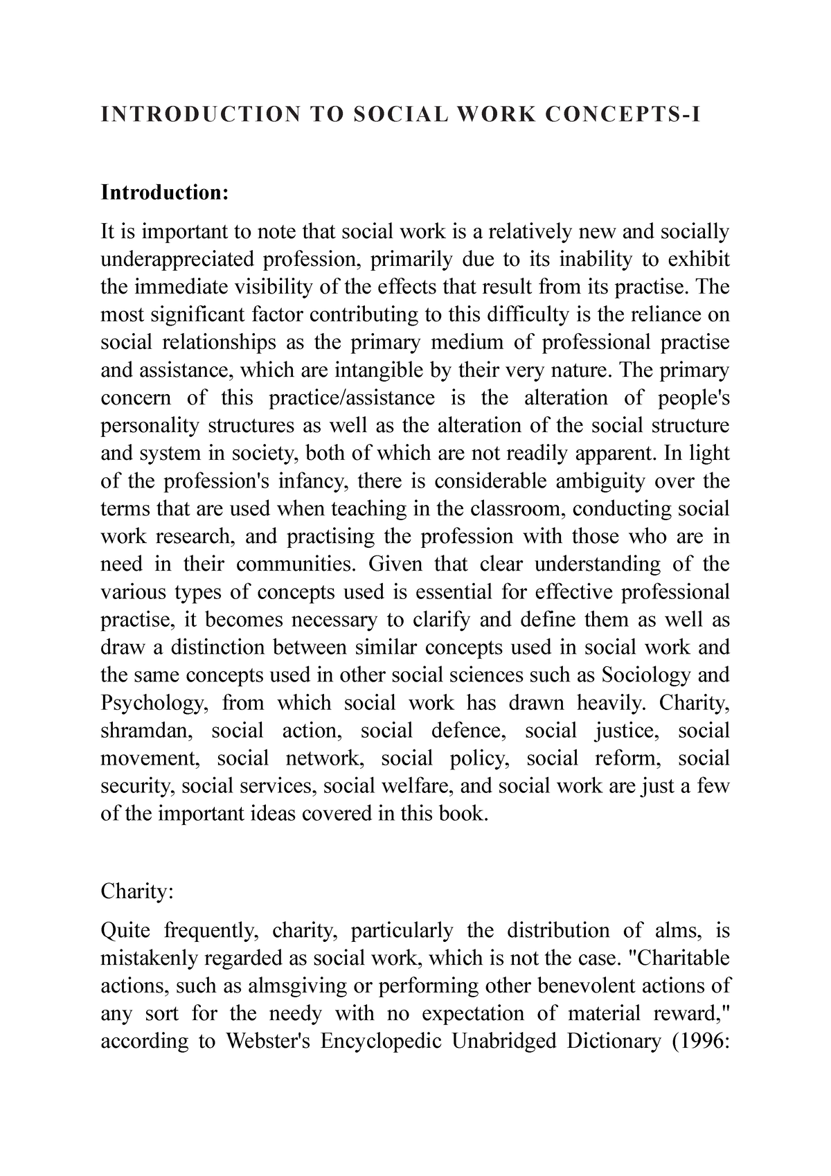 social work introduction essay