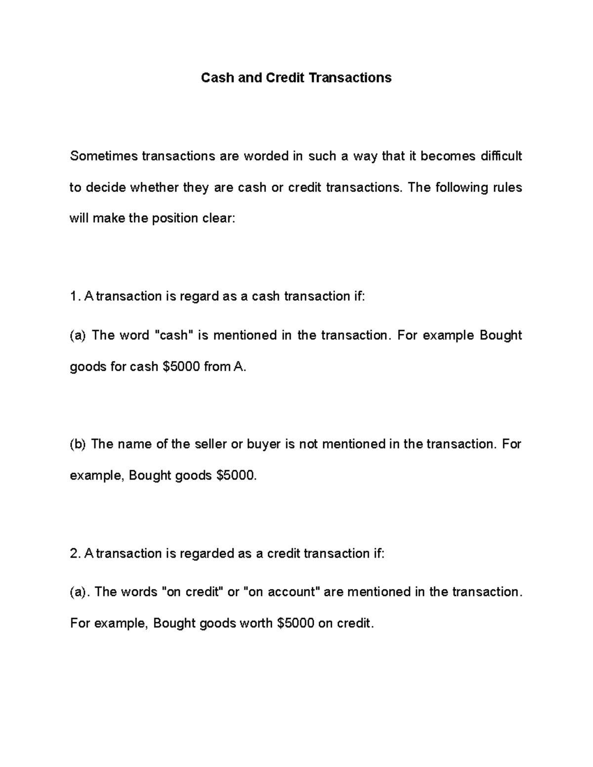 Lecture Note 010 Accounting - Cash and Credit Transactions Sometimes ...