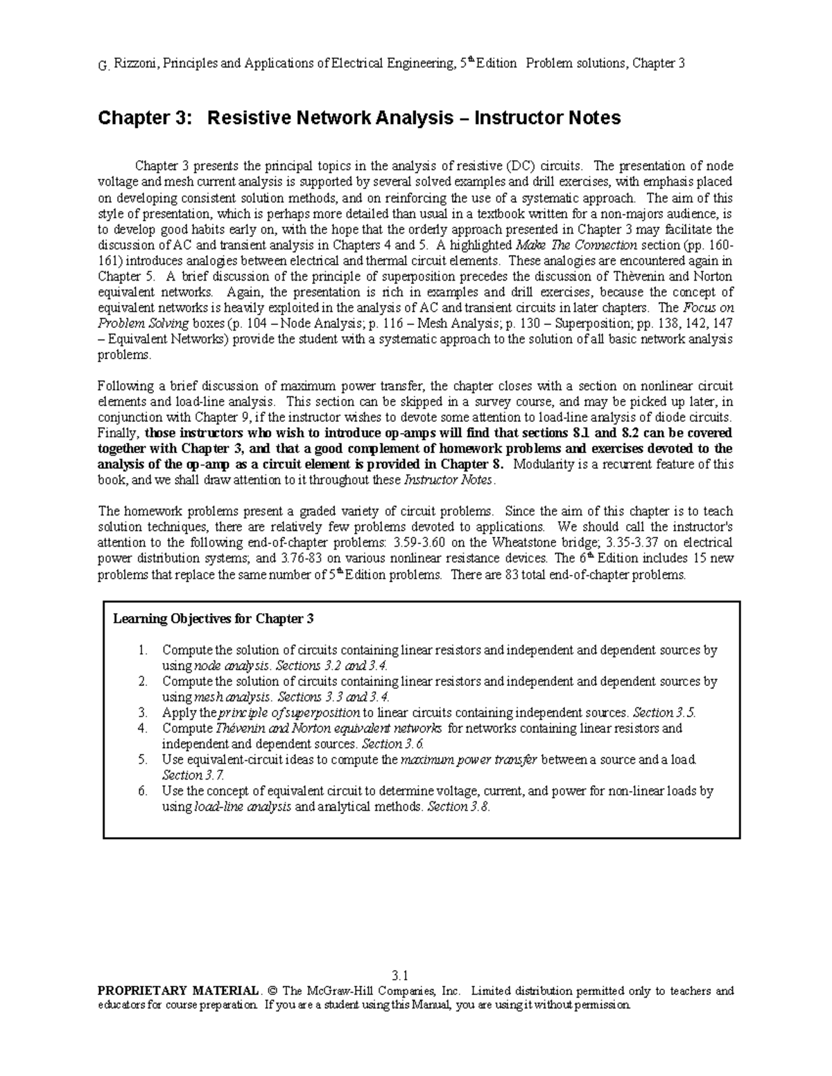 Rizzoni 6e SM CH03 - solutions - G. Rizzoni, Principles and ...