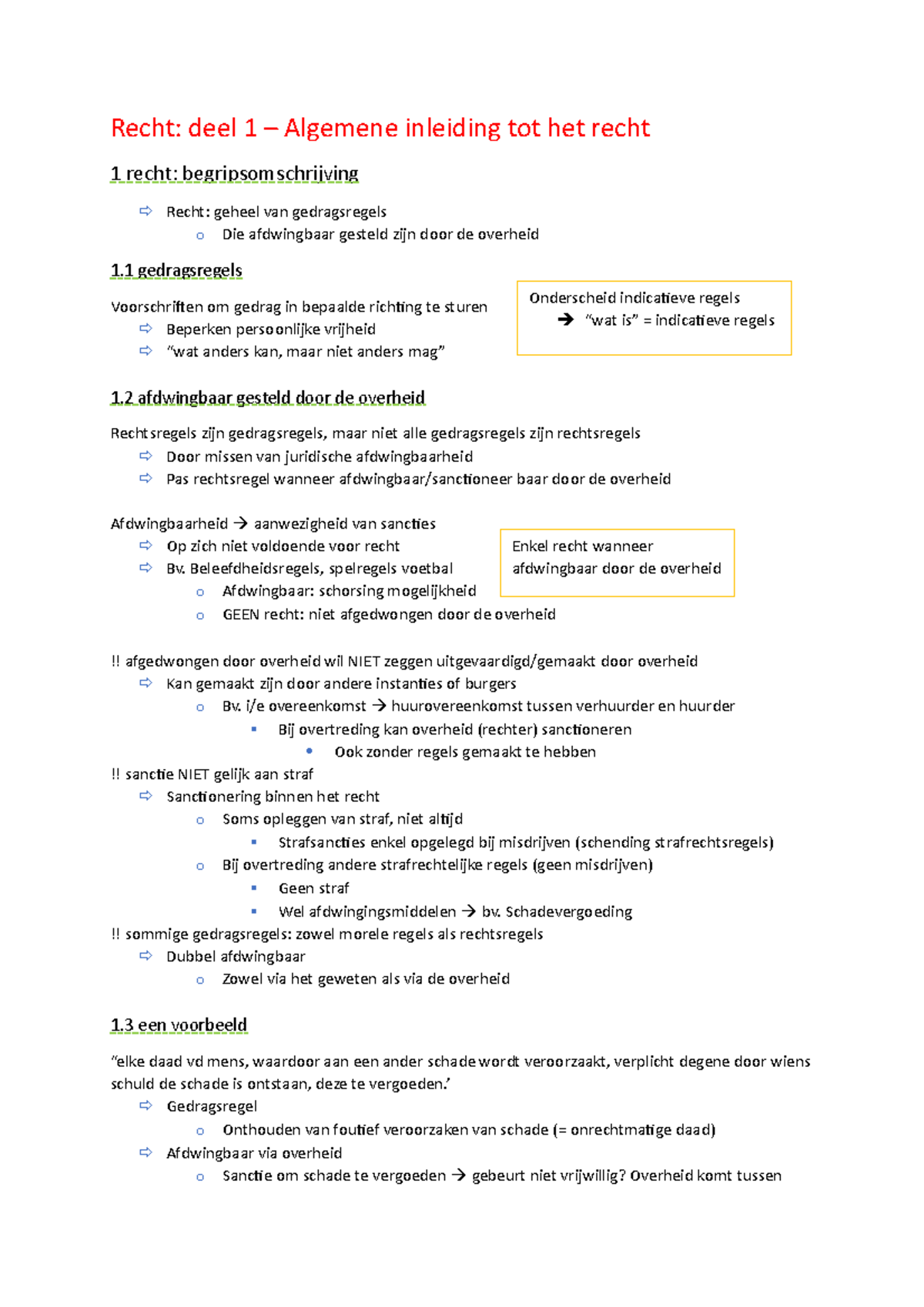 Recht Deel 1 - Recht: Deel 1 – Algemene Inleiding Tot Het Recht 1 Recht ...