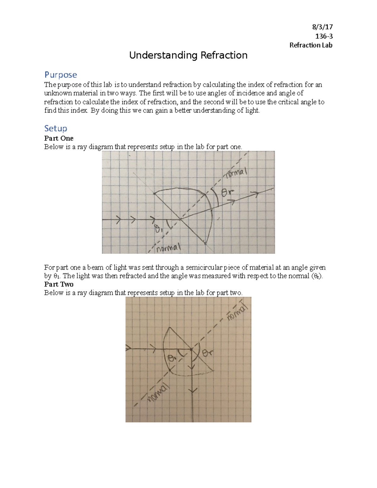 1363 LAB02Report Lab 2 Report Refraction Lab Understanding