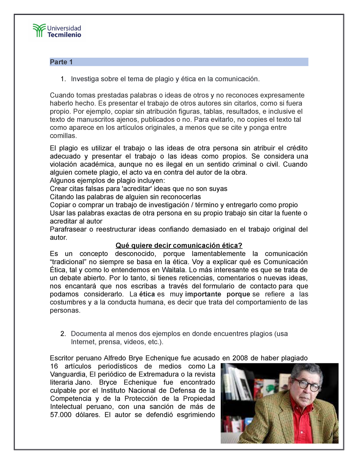 Semana#03 Comunicacion Efectiva - Parte 1 Investiga sobre el tema de plagio  y ética en la - Studocu