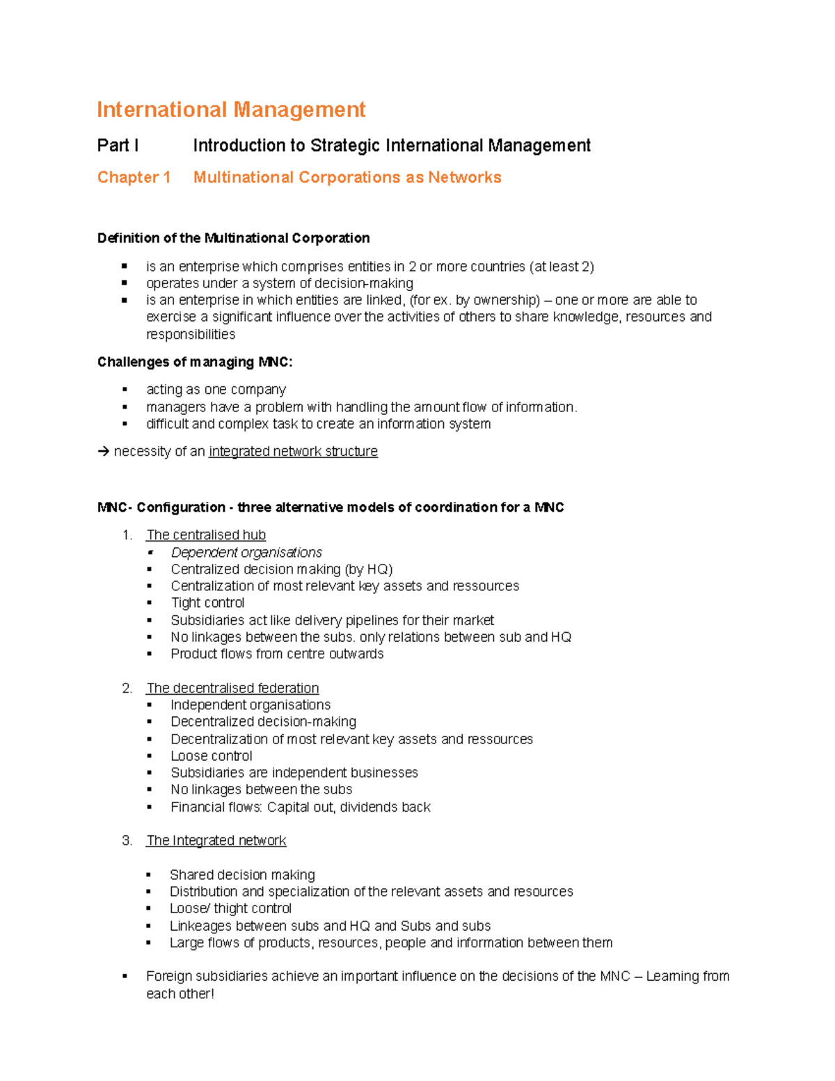 Summary International Management Chapter 1 - International Management ...