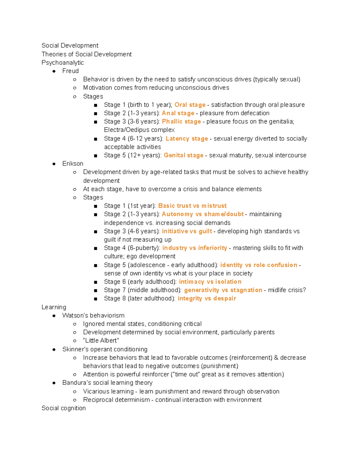 Psych social development - Social Development Theories of Social ...