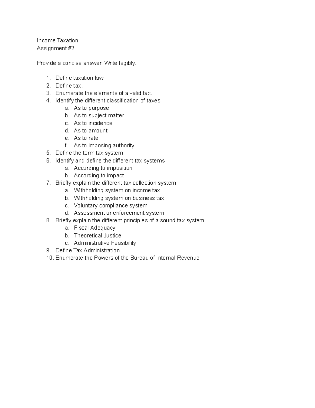 Income-Taxation Assignment-2 - Income Taxation Assignment # Provide a ...