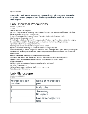 Microbiology 20 Practice Exams - Chapter 1 Practice Quiz Name