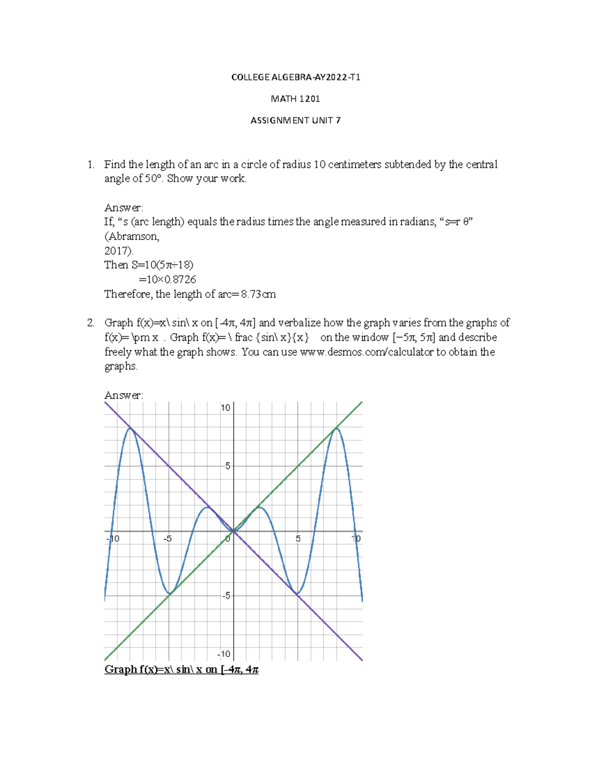 algebra assignment grade 7