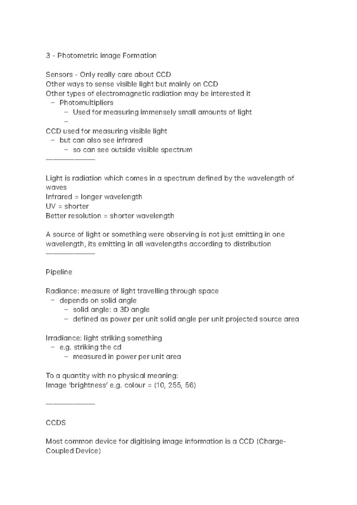 3 - Photometric image Formation, VIGR - – – – – – – – – – – 3 ...