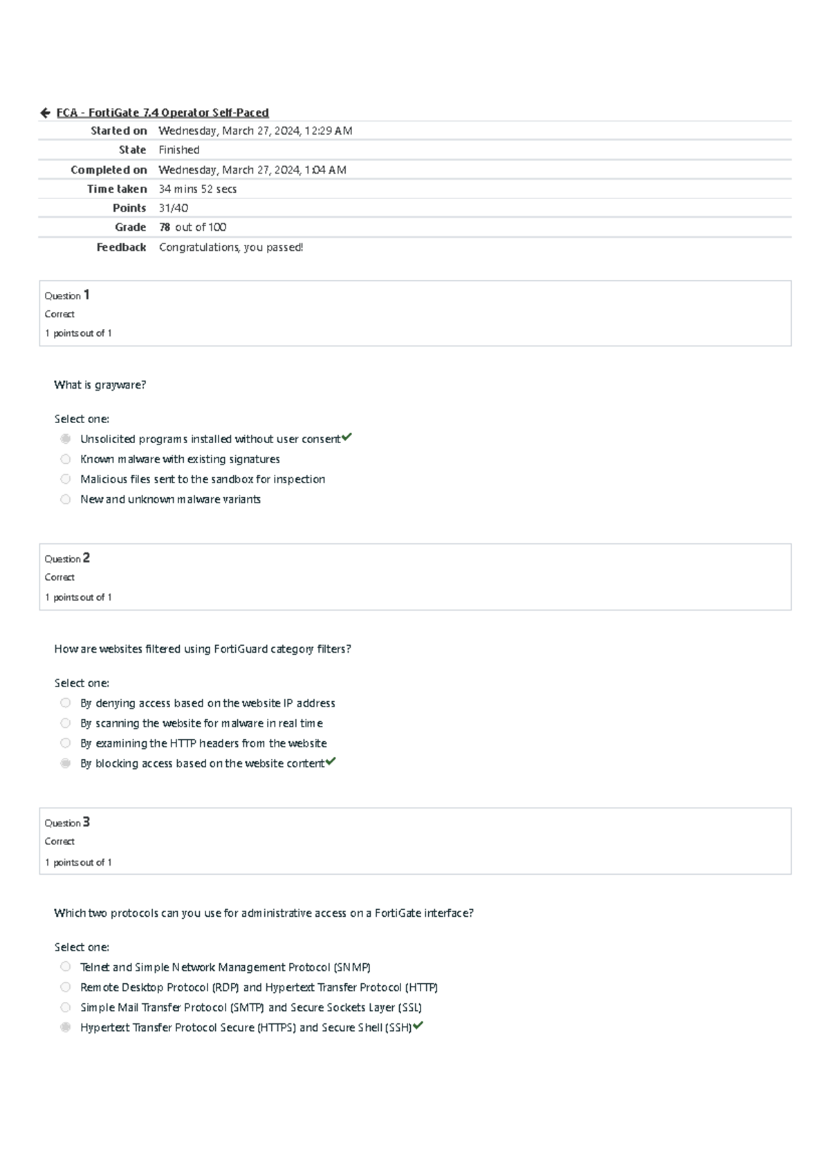 Forti Gate 7.4 Operator Exam Attempt review - FCA - FortiGate 7 ...