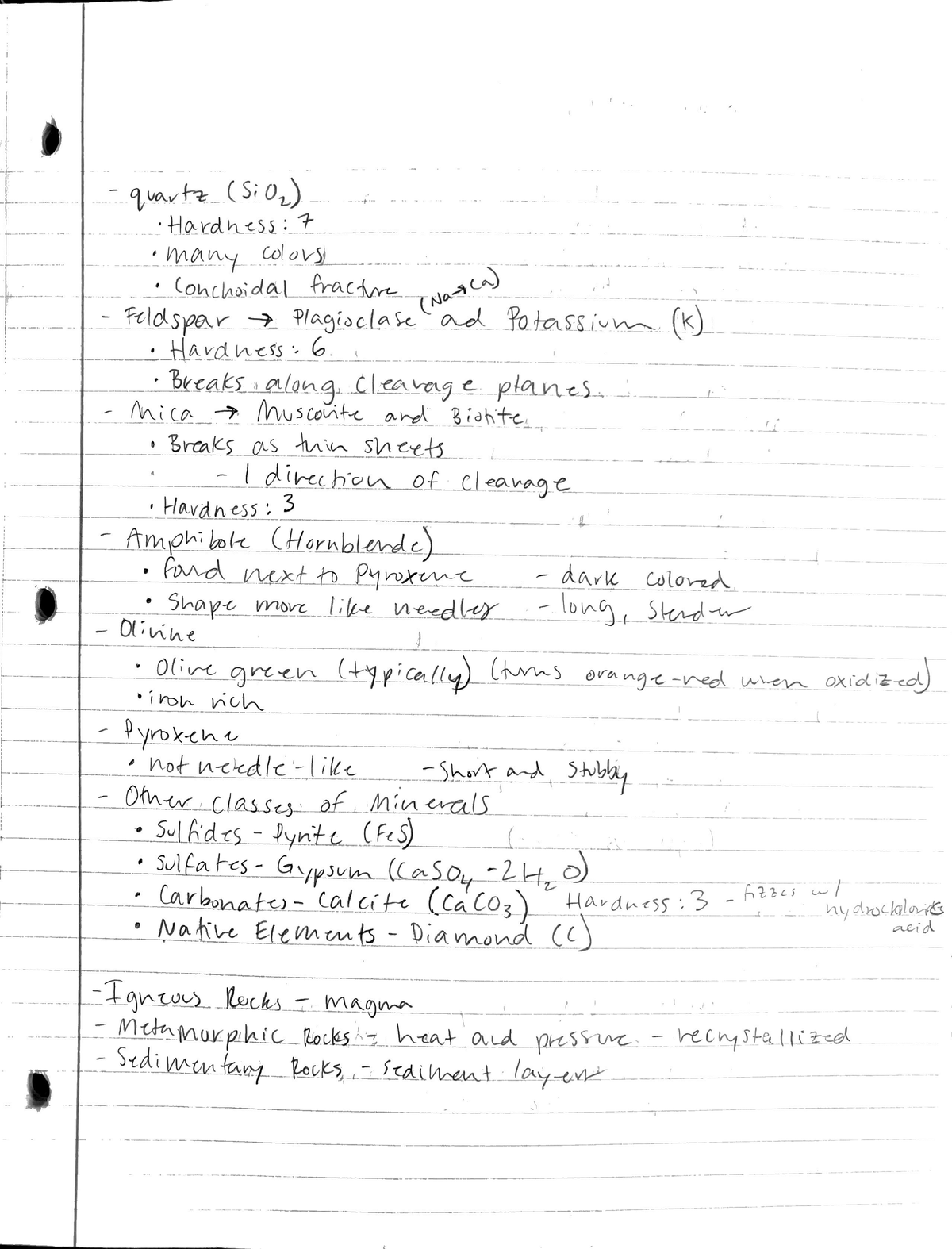 Rocks and Minerals pt2 - GEOL 101 - Studocu