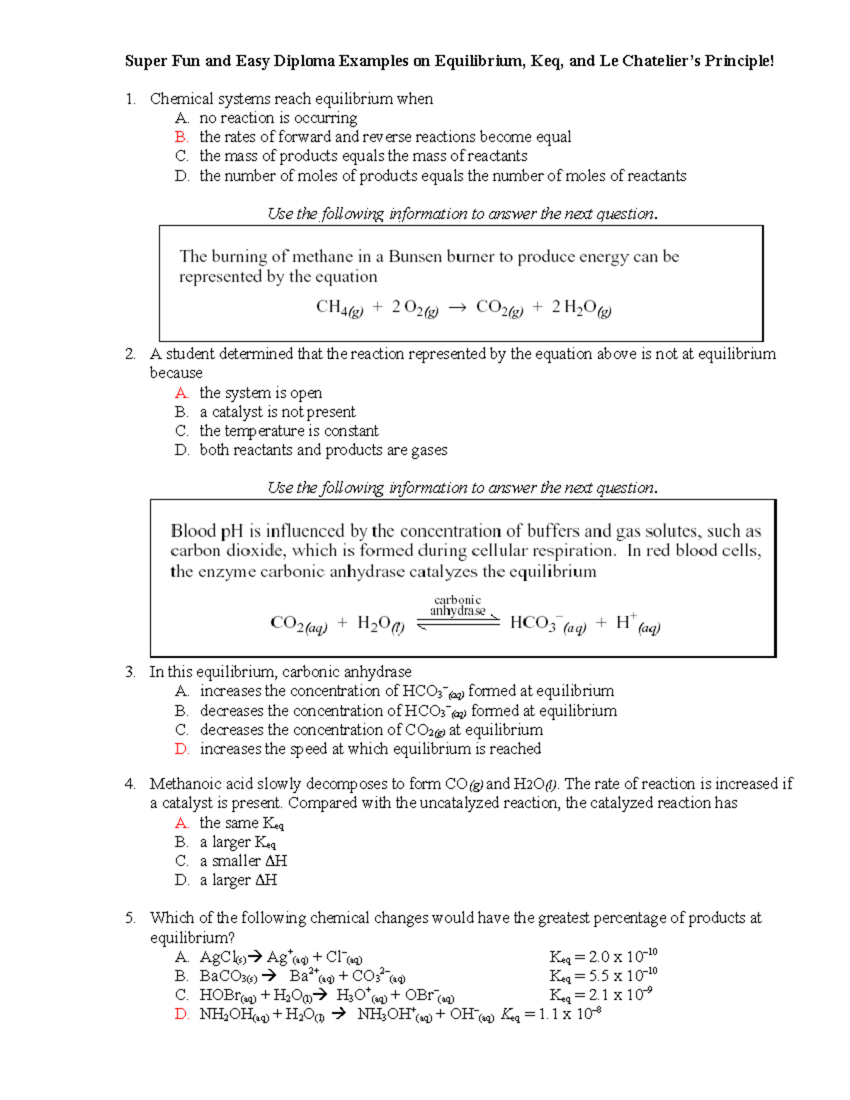 Diploma Examples on Equilibrium - Chemical systems reach equilibrium ...