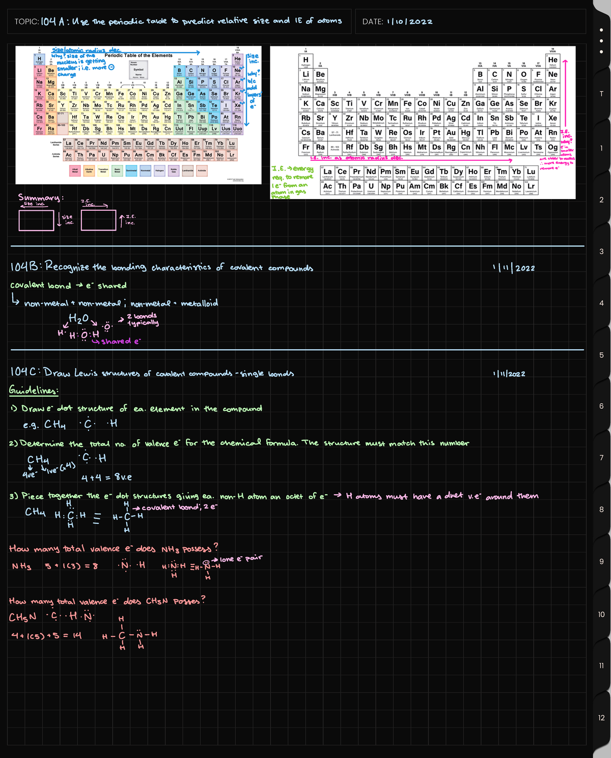 CHE 108 PlayPosit Notes Pt. 1 - 1 2 3 4 5 6 7 8 9 10 11 T TOPIC: 104 A ...