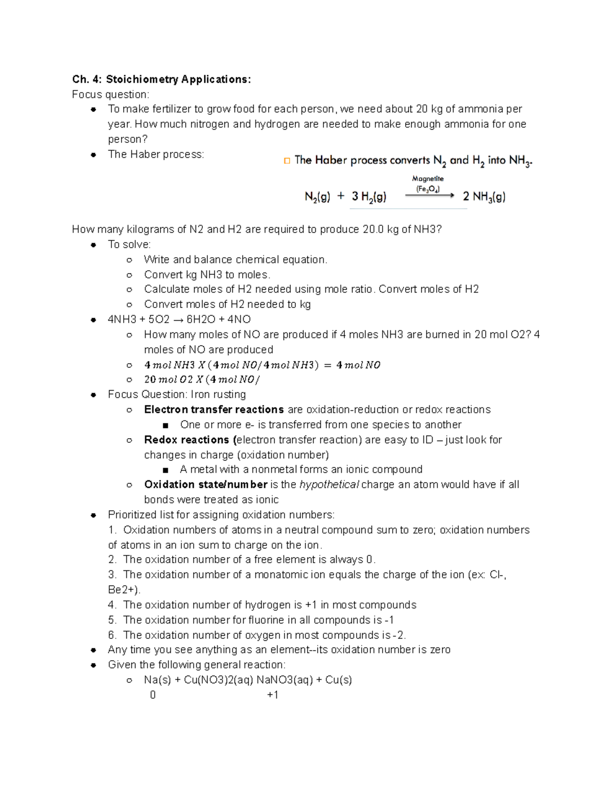 Chem Test Two Notes Chem 103 - Ch. 4: Stoichiometry Applications: Focus ...