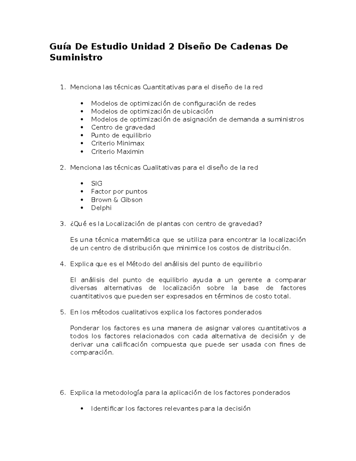 Guía De Estudio Unidad 2 Diseño De Cadenas De Suministro - Guía De ...
