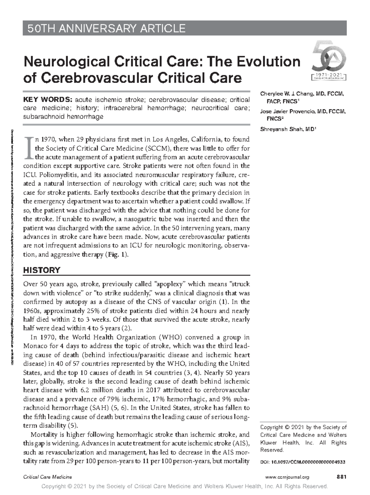 Neurological Critical Care The Evolution Of - Downloaded From Journals ...