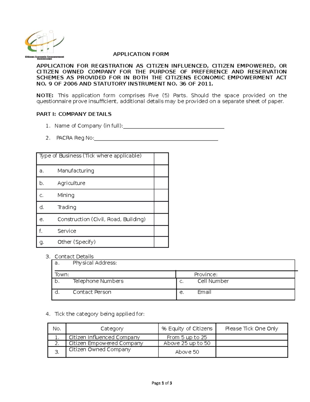 PPapplicationform DFAS APPLICATION FORM APPLICATION FOR REGISTRATION AS CITIZEN INFLUENCED