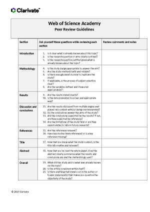 Review template fillable - Web of Science Academy Peer Review Report ...