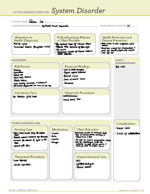 Concept MAP SYSM Disorder - ACTIVE LEARNING TEMPLATES THERAPEUTIC ...