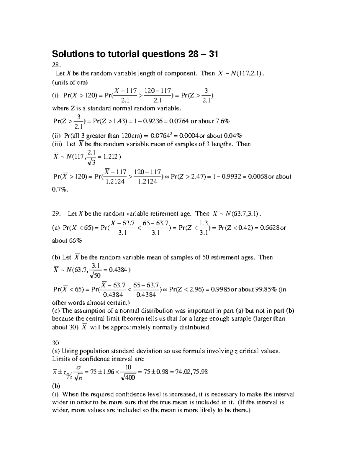 Tutorial 7 Solutions (variance and sample distribution) - Solutions to ...