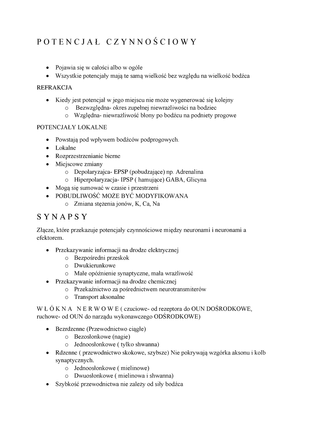 Neurofizjologia P O T E N C J A Ł C Z Y N N O Ś C I O W Y Pojawia Się W Całości Albo W Ogóle 5429