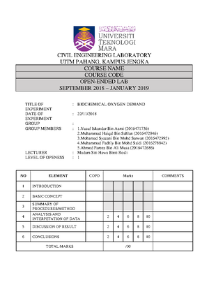 LAB Report Enumeration OF Bacteria - ECW 341 Water Engineering ...