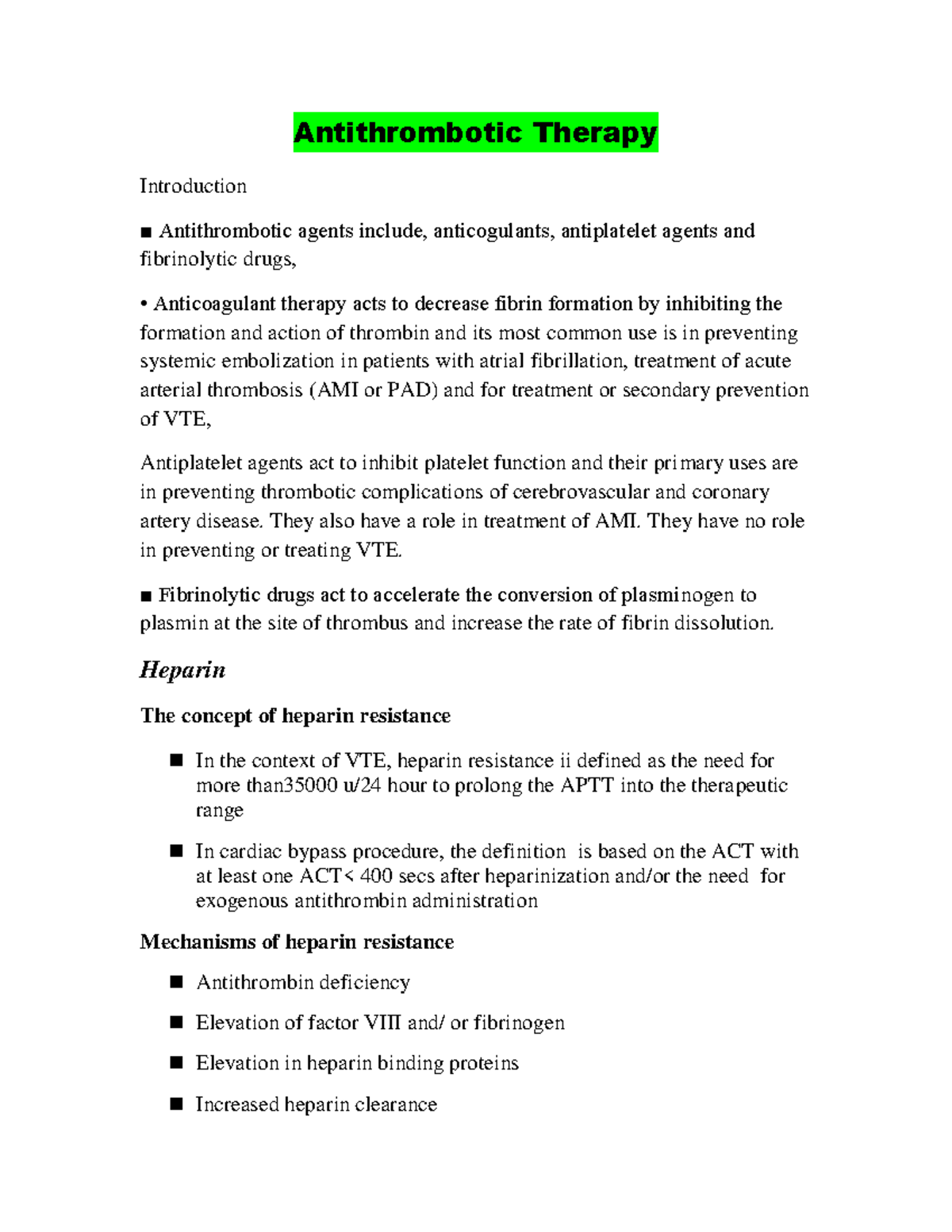 Antithrombotic Therapy - Antithrombotic Therapy Introduction ...