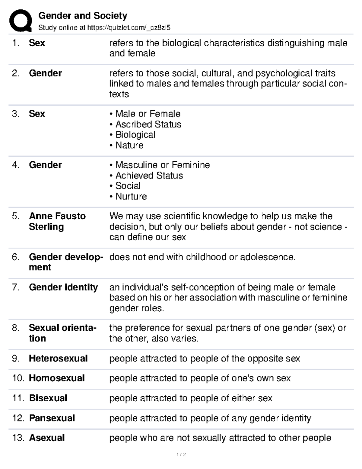 Gensoc Gender and Society Lecture Notes Gender and Society Study
