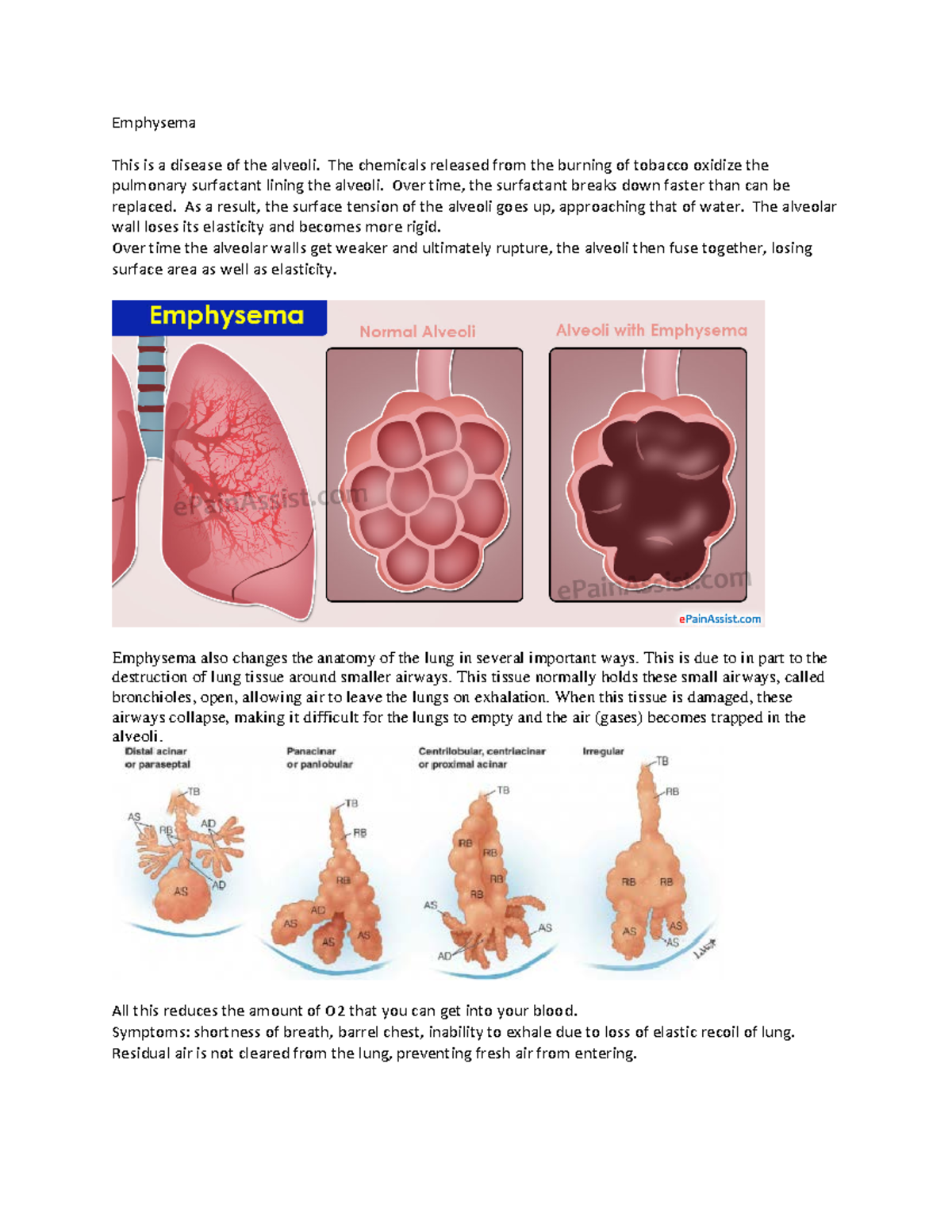 Emphysema - Biol 5600 Dr Henry - Emphysema This is a disease of the ...