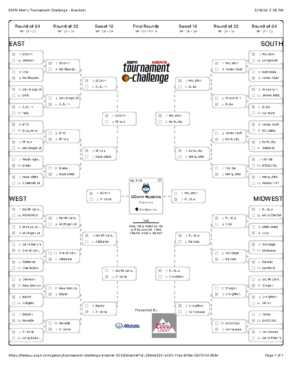 exam 1 nur for students to take - ESPN Men's Tournament Challenge ...