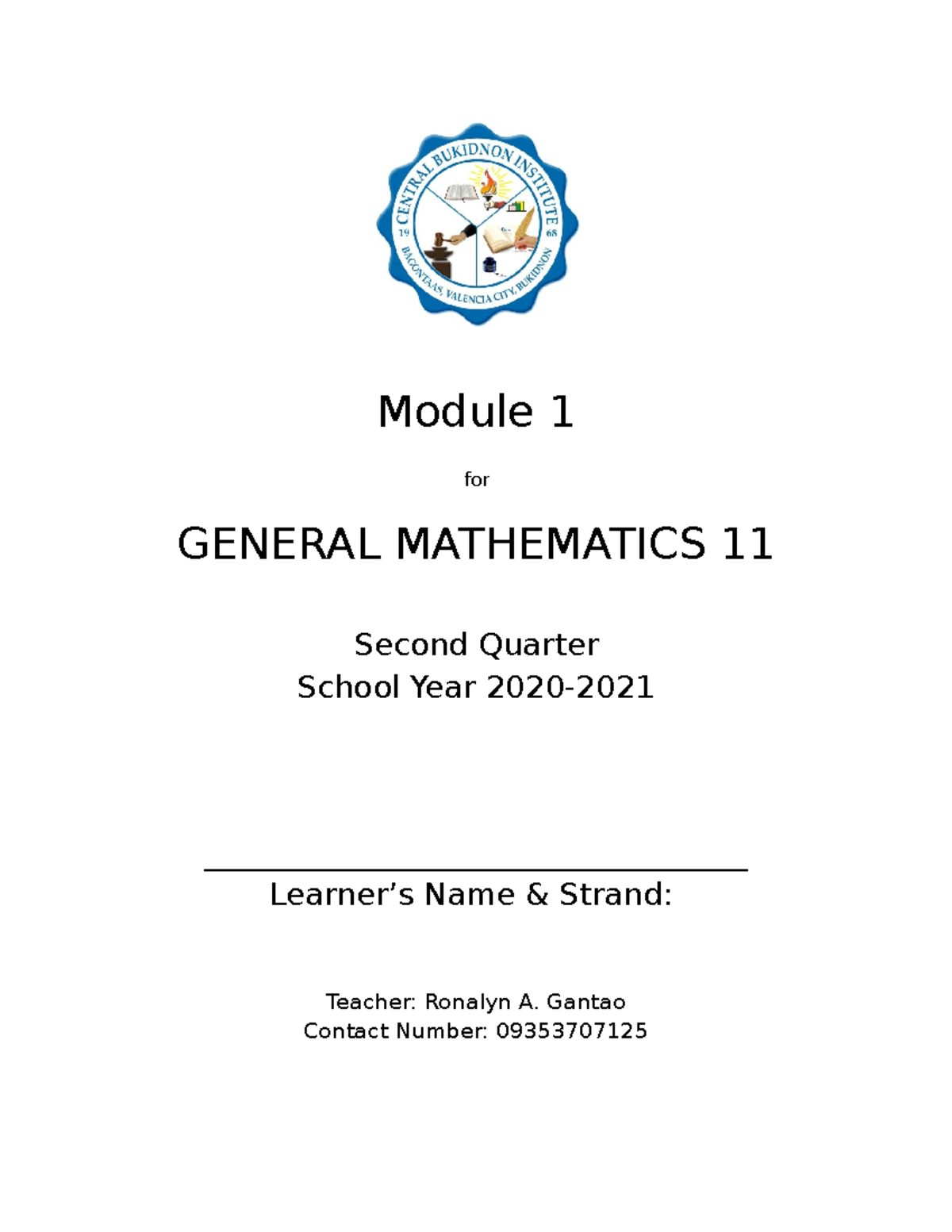 Module 1 Genmath Q2 - Module 1 ####### for GENERAL MATHEMATICS 11 ...